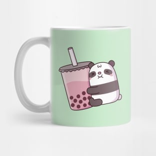 Cute Panda Hugging Strawberry Bubble Tea Mug